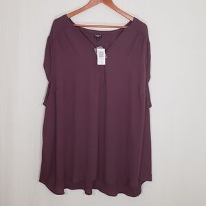 Torrid Harper Georgette Ruched Short Sleeve Blouse Size 6 New!